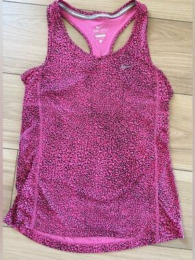 Nike Dri Fit Pink Leopard Print Racerback Tank Top Small